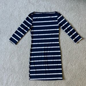 White & Navy Striped Mini Dress